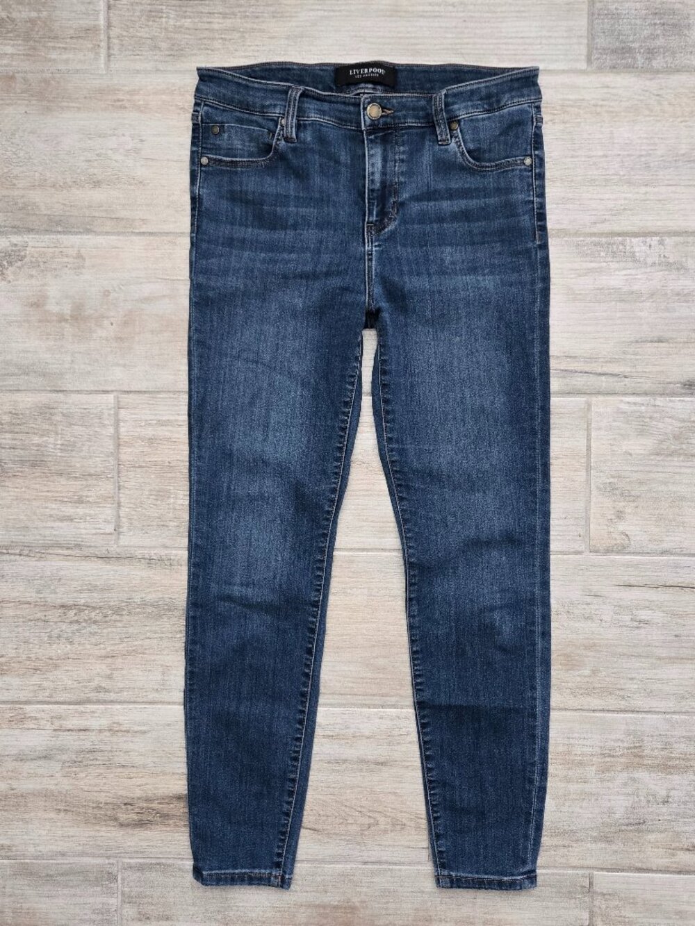 Liverpool Soft Denim Skinny Jeans Womens Medium Wash Blue High Rise 10 30